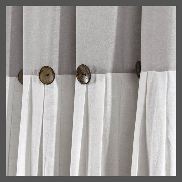 Lush Decor - 95"x40" Farmhouse Linen Button Light Filtering Win Gray/White - Picture 2 of 4
